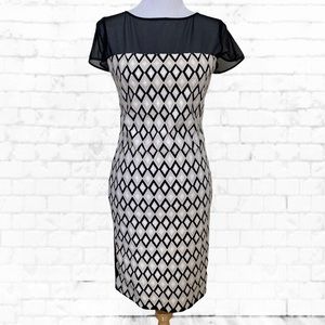 Catherine Malandrino Mesh Front Yoke Print Dress